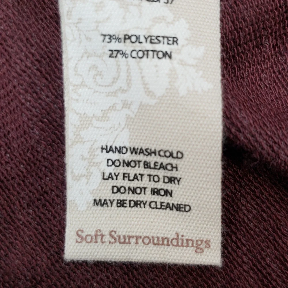 Soft Surroundings Long Hooded Cozy Wine Red Open Front Cardigan Sweater - Picture 10 of 10